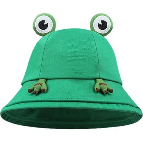 Cute Frog Bucket Hat for Adults Cotton Funny Fisherman Cap Outdoor Folding Sun Hat