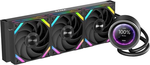 SAMA SM240 Black Adjustable Liquid Cooler LCD Display Screen with 2x120mm Addressable ARGB PWM Silent Fan 240mm AIO Radiator in Kuwait