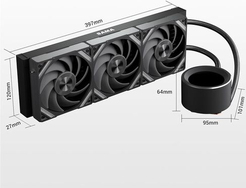 SAMA SM240 Black Adjustable Liquid Cooler LCD Display Screen with 2x120mm Addressable ARGB PWM Silent Fan 240mm AIO Radiator in Kuwait