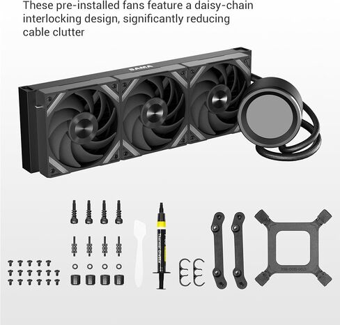 SAMA SM240 Black Adjustable Liquid Cooler LCD Display Screen with 2x120mm Addressable ARGB PWM Silent Fan 240mm AIO Radiator in Kuwait