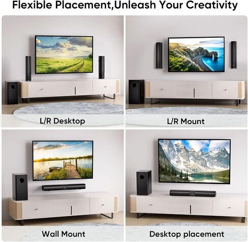 Saiyin Sound Bars for TV, 24 Inches Sound Bar with HDMI(ARC), Optical, AUX and Bluetooth Inputs, Soundbar for TV and Surround Sound System in Saudi Arabia