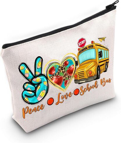 WZMPA Sch Bus Driver Survival Kit Sch Bus Driver Fans Gift Peace Love Sch Bus Zipper Bag Sch Bus Driver Appreciation Gift in Saudi Arabia