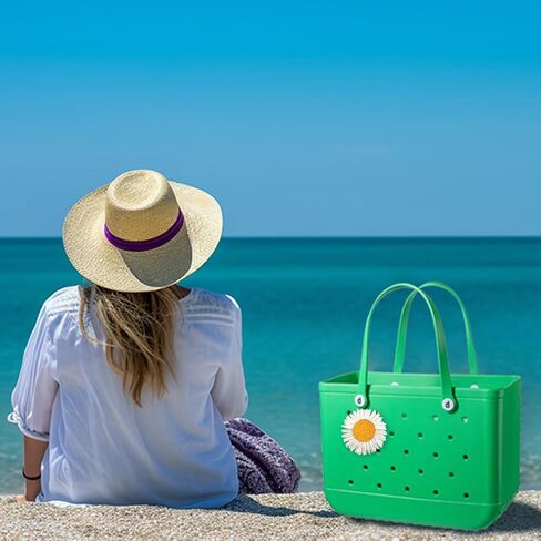 YIXIPAZH Flower Charms for Bogg Bag, Cute Decorative Charm Compatible with Bogg Bag Original All Models,Raffia Flower Accessories Charm, Daisy Charms Insert Decorative for Handbag Beach Tote Bag in Saudi Arabia