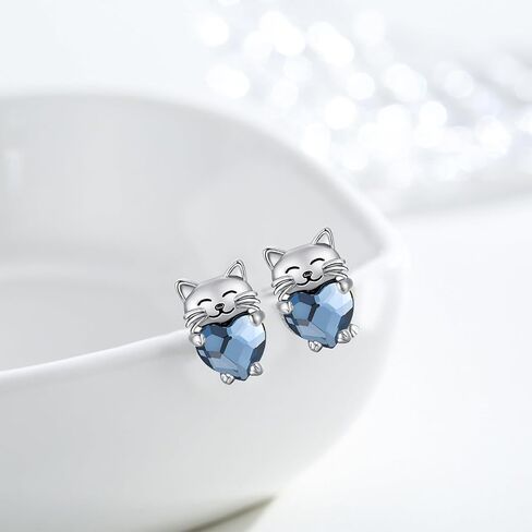 Cat Earrings 925 Sterling Silver Cute Pet Kitten Stud Earrings Cat Jewelry Gifts for Women Hypoallergenic Earrings for Sensitive Ears in Kuwait