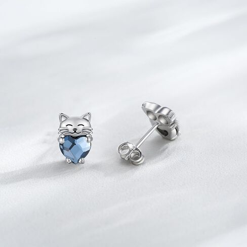 Cat Earrings 925 Sterling Silver Cute Pet Kitten Stud Earrings Cat Jewelry Gifts for Women Hypoallergenic Earrings for Sensitive Ears in Kuwait
