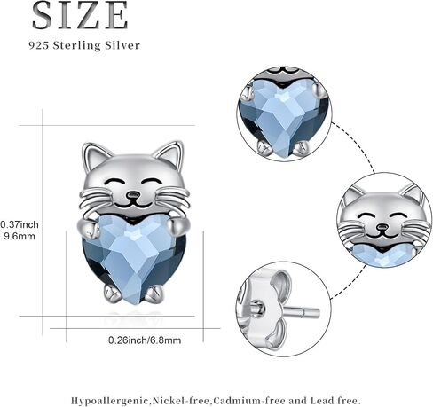 Cat Earrings 925 Sterling Silver Cute Pet Kitten Stud Earrings Cat Jewelry Gifts for Women Hypoallergenic Earrings for Sensitive Ears in Kuwait
