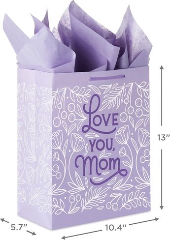 Hallmark 9" Medium Gift Bag with Tissue Paper (Pink Glitter Stripes) for Birthdays, Mothers Day, Baby Showers, Easter, Bridal Showers or Any Occasion in Kuwait