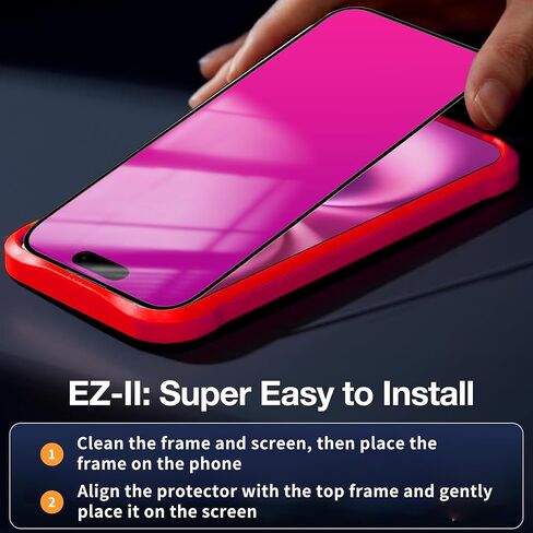 واقي شاشة للخصوصية لهاتف iPhone 16 Pro Max من الزجاج المقسى لهاتف iPhone16 ProMax مضاد للتجسس ومضاد للضوء الأزرق مع إطار تثبيت بدون فقاعات (6.9 بوصة وردي) in Kuwait