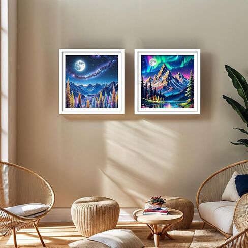 Diamond Painting Wood Frames, Diamond Art Frames for 12X12 Inch (30X30CM) Diamond art Paintings, Wood Frame with Mat (Black,2 Pack) in Kuwait