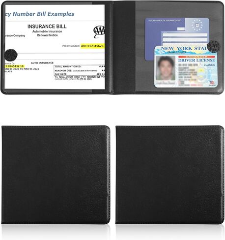 Car Registration and Insurance Holder,Registration and Insurance Card Holder,Car Accessories Auto Registration Holder,Auto Document Holders for Insurance Card,Driver License (Black, 2PCS) in Saudi Arabia