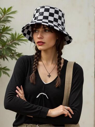 Sequin Bucket Hat Reversible Wide Brim UV Protection Fishing Hiking Foldable Summer Sun Hat Beach Travel Party Hat in Saudi Arabia