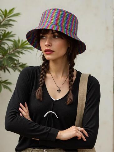 Sequin Bucket Hat Reversible Wide Brim UV Protection Fishing Hiking Foldable Summer Sun Hat Beach Travel Party Hat in Saudi Arabia