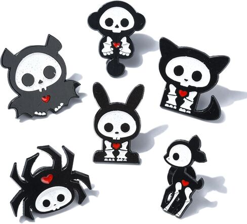 Ipotkitt 6 Pcs 6 Styles Ghost with Black Cat Enamel Brooches Halloween Theme Metal Animal Lapel Pins Horror Cartoon Pins for Jacket Backpack Hat Clothes Decor in Kuwait