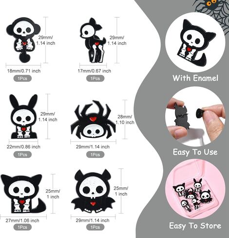 Ipotkitt 6 Pcs 6 Styles Ghost with Black Cat Enamel Brooches Halloween Theme Metal Animal Lapel Pins Horror Cartoon Pins for Jacket Backpack Hat Clothes Decor in Kuwait