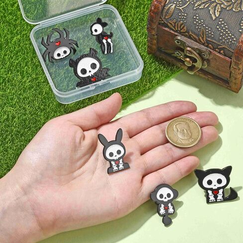 Ipotkitt 6 Pcs 6 Styles Ghost with Black Cat Enamel Brooches Halloween Theme Metal Animal Lapel Pins Horror Cartoon Pins for Jacket Backpack Hat Clothes Decor in Kuwait
