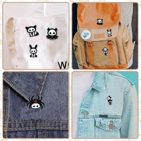 Ipotkitt 6 Pcs 6 Styles Ghost with Black Cat Enamel Brooches Halloween Theme Metal Animal Lapel Pins Horror Cartoon Pins for Jacket Backpack Hat Clothes Decor in Kuwait
