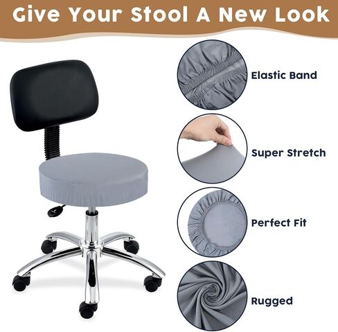 Giantree 2Pcs Bar Stool Covers, Stool Covers Round, 11-14 Inch Covers Stool Bar Non-Slip Stool Seat Covers, Washable Soft Elastic Chair for Bar Round Chair(Black) in Saudi Arabia