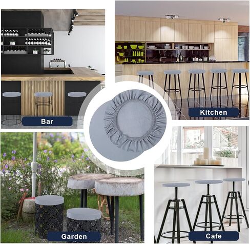 Giantree 2Pcs Bar Stool Covers, Stool Covers Round, 11-14 Inch Covers Stool Bar Non-Slip Stool Seat Covers, Washable Soft Elastic Chair for Bar Round Chair(Black) in Saudi Arabia