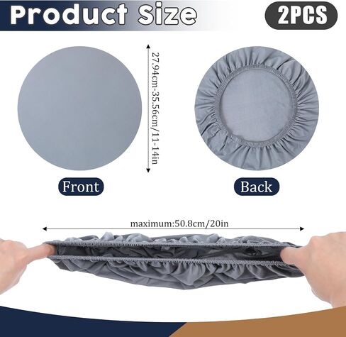 Giantree 2Pcs Bar Stool Covers, Stool Covers Round, 11-14 Inch Covers Stool Bar Non-Slip Stool Seat Covers, Washable Soft Elastic Chair for Bar Round Chair(Black) in Saudi Arabia