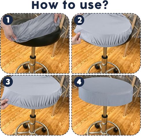 Giantree 2Pcs Bar Stool Covers, Stool Covers Round, 11-14 Inch Covers Stool Bar Non-Slip Stool Seat Covers, Washable Soft Elastic Chair for Bar Round Chair(Black) in Saudi Arabia
