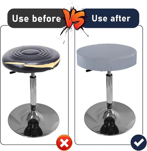 Giantree 2Pcs Bar Stool Covers, Stool Covers Round, 11-14 Inch Covers Stool Bar Non-Slip Stool Seat Covers, Washable Soft Elastic Chair for Bar Round Chair(Black) in Saudi Arabia