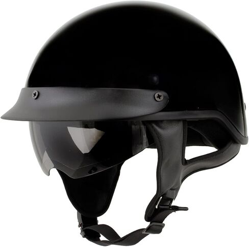 Milwaukee Helmets MPH9719DOT Momentum DOT Black Half Face Motorcycle Bikers Helmet w/Drop Down Visor - Large in Saudi Arabia