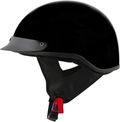 Milwaukee Helmets MPH9719DOT Momentum DOT Black Half Face Motorcycle Bikers Helmet w/Drop Down Visor - Large in Saudi Arabia