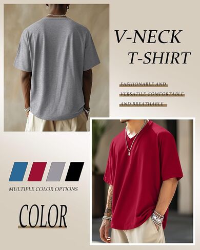 RIYIPER 4 Pack Men's Big and Tall V Deck Therts ، Raglan Short Sleeve 30 ٪ من القطن الضخم الحجم الكبير الصيفي الأساسي in Kuwait