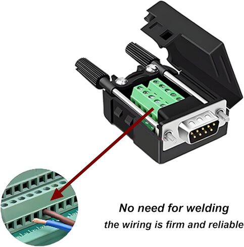 Willwewon 10 قطع DB9 أنثى موصل اندلاع بدون لحام، RS232 D-SUB DB9 تسلسلي إلى 9Pin Port Terminal Block مع حافظة أنابيب ذيل طويلة in Kuwait