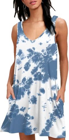 BISHUIGE Women Summer Casual V Neck Beach Cover up Bikini Swimsuit Tank Dress in Kuwait