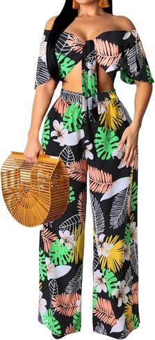 Women Sexy Swimsuit And Cover Up Set Wide Leg Jumpsuit Spaghetti Strap Top Long Pants Summer Beach Sets in Kuwait