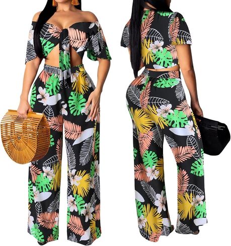 Women Sexy Swimsuit And Cover Up Set Wide Leg Jumpsuit Spaghetti Strap Top Long Pants Summer Beach Sets in Kuwait