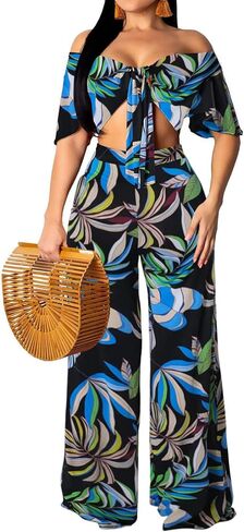 Women Sexy Swimsuit And Cover Up Set Wide Leg Jumpsuit Spaghetti Strap Top Long Pants Summer Beach Sets in Kuwait