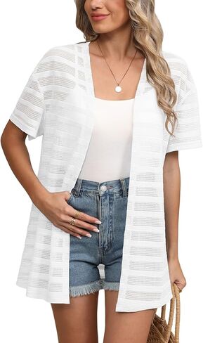 LILBETTER Womens Summer Lightweight Cardigan Short Sleeve Open Front Casual Loose Cover Ups 2025 in Saudi Arabia