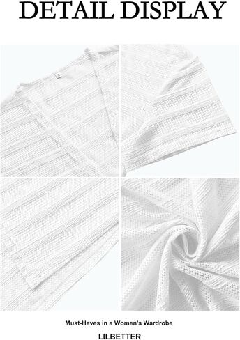 LILBETTER Womens Summer Lightweight Cardigan Short Sleeve Open Front Casual Loose Cover Ups 2025 in Saudi Arabia