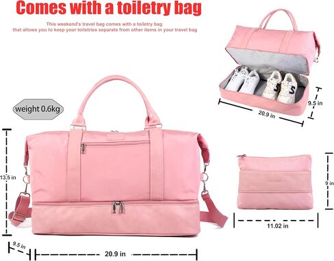 Weekender Travel Bag for Women & Men - Large Overnight Duffel Bag with Shoes Compartment & Toiletry Bag - Waterproof Weekender Bags as Personal Item for Air Travel, Gym, Weekend Getaways (Beige) in Saudi Arabia
