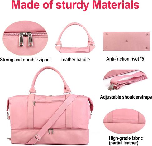Weekender Travel Bag for Women & Men - Large Overnight Duffel Bag with Shoes Compartment & Toiletry Bag - Waterproof Weekender Bags as Personal Item for Air Travel, Gym, Weekend Getaways (Beige) in Saudi Arabia