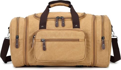 Sechunk Duffle Bag Canvas Large Outdoor Shoulder Bag Overnight Handbag Travel Tote Luggage Weekender Bag in Kuwait