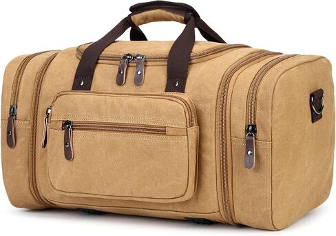 Sechunk Duffle Bag Canvas Large Outdoor Shoulder Bag Overnight Handbag Travel Tote Luggage Weekender Bag in Kuwait