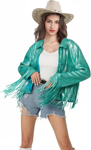 Women's Sequin Jacket Long Sleeve OpenZipper Fahion Shiny Glitter Sparkly Bomber Jackets in Saudi Arabia
