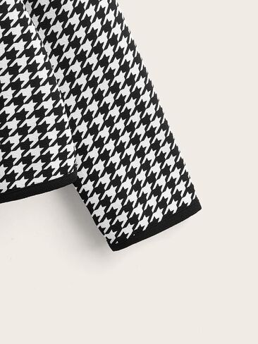Wdirara Women's Plus Size Houndstooth مفتوح الأمام السترة طويلة الأكمام in Kuwait