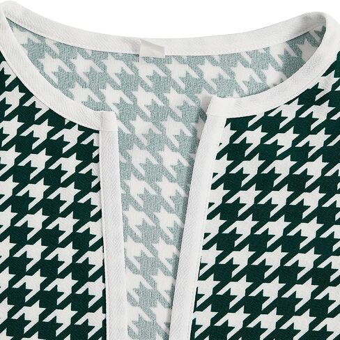 Wdirara Women's Plus Size Houndstooth مفتوح الأمام السترة طويلة الأكمام in Kuwait