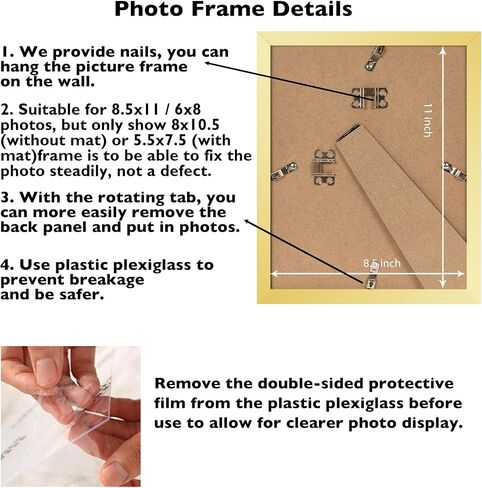 8.5 من 11 إطار صورة مع 6 × 8 حصيرة صورة مستند الشهادة ، عرض 6x8 مع حصيرة أو 8.5 × 11 بدون حصيرة ، إطار صورة 8.5 × 11 مع شاتر مقاوم للجدار أو الطاولة ، الأسود in Kuwait