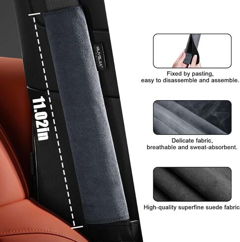 zipelo Car Seat Belt Pad, 2PCS Comfortable Vehicle Seatbelt Strap Cover for Neck & Shoulder Protection, Soft Automotive Interior Accessories, Universal for SUV Sedan Truck (Gray) in Saudi Arabia