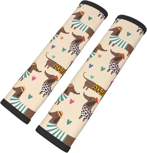 2PCS Stylish Car Seat Belt Cover Soft Comfortable Shoulder Protection Cushion Strap Pads for Adults Universal Car Accessories (Dachshunds Dogs) in Saudi Arabia