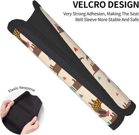 2PCS Stylish Car Seat Belt Cover Soft Comfortable Shoulder Protection Cushion Strap Pads for Adults Universal Car Accessories (Dachshunds Dogs) in Saudi Arabia