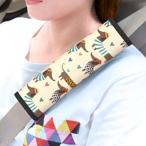 2PCS Stylish Car Seat Belt Cover Soft Comfortable Shoulder Protection Cushion Strap Pads for Adults Universal Car Accessories (Dachshunds Dogs) in Saudi Arabia