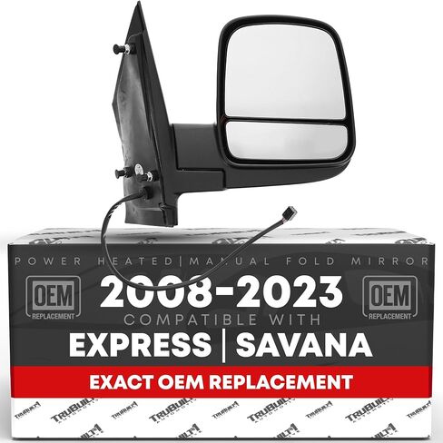 Driver Side Mirror Compatible with 2008-2015 Chevrolet Express & GMC Savana 1500, 2008-2023 Express & Savana 2500 3500- Heated, Manual Folding, Dual Glass, 8H6P - OEM 15227418, 9551853, GM1320396 in Saudi Arabia