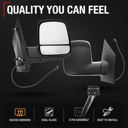 Driver Side Mirror Compatible with 2008-2015 Chevrolet Express & GMC Savana 1500, 2008-2023 Express & Savana 2500 3500- Heated, Manual Folding, Dual Glass, 8H6P - OEM 15227418, 9551853, GM1320396 in Saudi Arabia