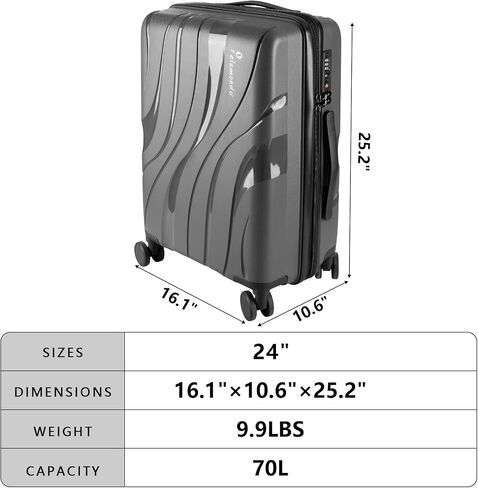 24-Inch Lightweight Hardshell Check-In Luggage – TSA Lock, 360° Spinner Wheels, Explosion-Proof Zipper – Durable Suitcase for Business Travel & Vacations (Grey) in Saudi Arabia